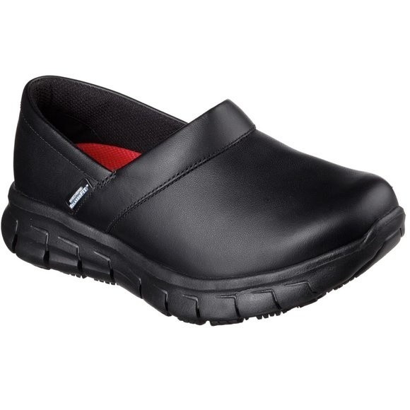 Skechers Womens Size 9.5 76542 Bernal SR Relaxed Fit Black Leather Work Shoes - Picture 1 of 13